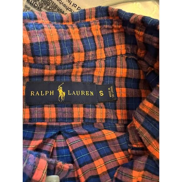 Ralph Lauren Button Down Shirt Blue & Orange Plaid Mens S Classic Fit All Cotton - Picture 4 of 5
